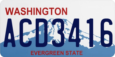 WA license plate ACD3416