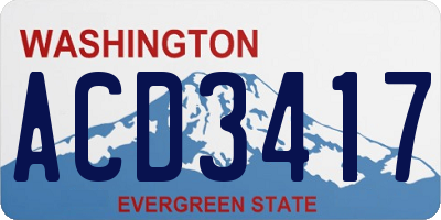 WA license plate ACD3417