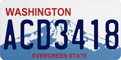 WA license plate ACD3418