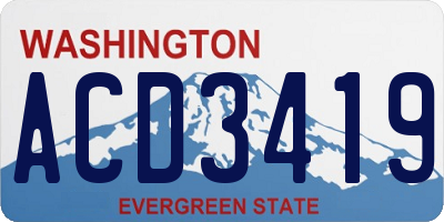 WA license plate ACD3419
