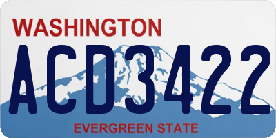 WA license plate ACD3422