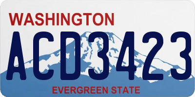WA license plate ACD3423