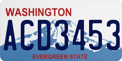WA license plate ACD3453