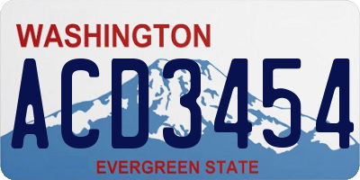 WA license plate ACD3454