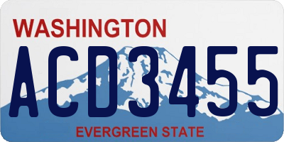 WA license plate ACD3455