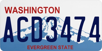 WA license plate ACD3474