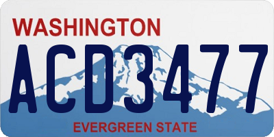 WA license plate ACD3477