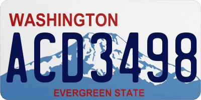 WA license plate ACD3498