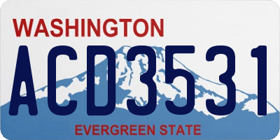 WA license plate ACD3531