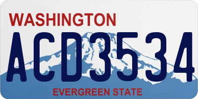 WA license plate ACD3534