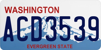 WA license plate ACD3539