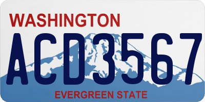WA license plate ACD3567