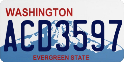 WA license plate ACD3597
