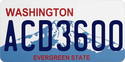 WA license plate ACD3600