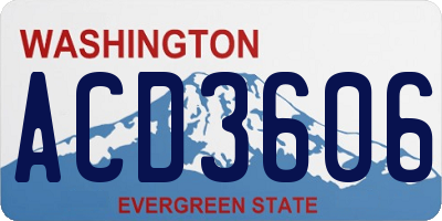 WA license plate ACD3606