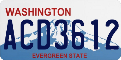 WA license plate ACD3612