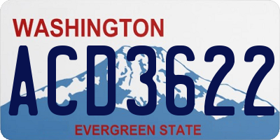 WA license plate ACD3622