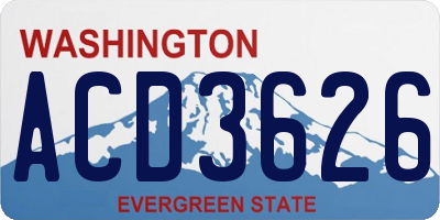 WA license plate ACD3626