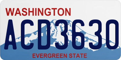 WA license plate ACD3630