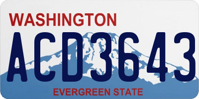 WA license plate ACD3643