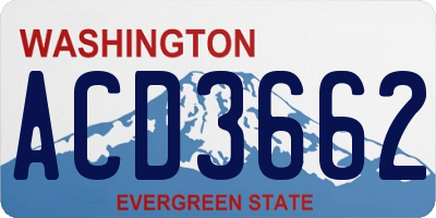 WA license plate ACD3662