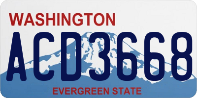 WA license plate ACD3668