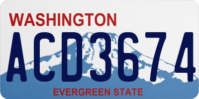 WA license plate ACD3674