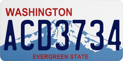 WA license plate ACD3734