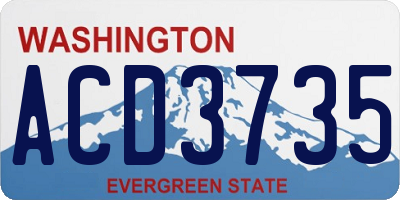 WA license plate ACD3735
