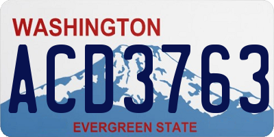 WA license plate ACD3763