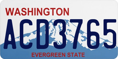 WA license plate ACD3765