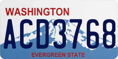 WA license plate ACD3768