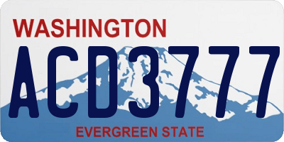 WA license plate ACD3777