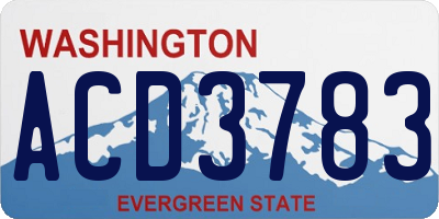 WA license plate ACD3783