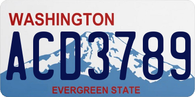 WA license plate ACD3789