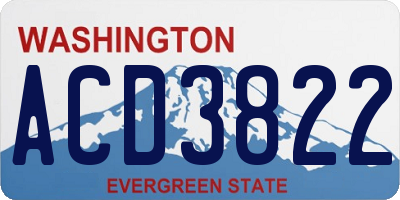WA license plate ACD3822