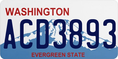 WA license plate ACD3893