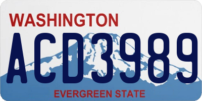 WA license plate ACD3989