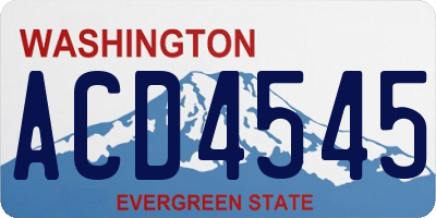 WA license plate ACD4545