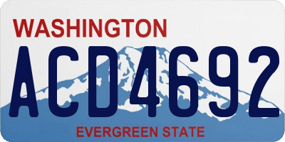 WA license plate ACD4692