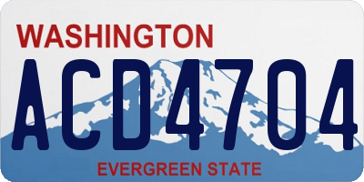WA license plate ACD4704