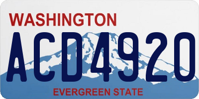 WA license plate ACD4920