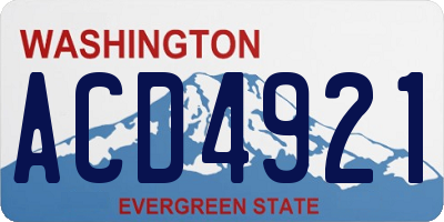 WA license plate ACD4921