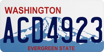 WA license plate ACD4923