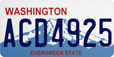 WA license plate ACD4925