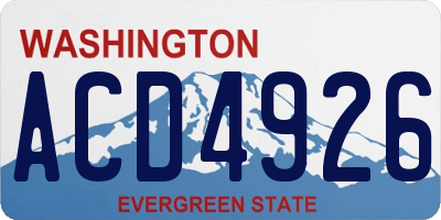 WA license plate ACD4926