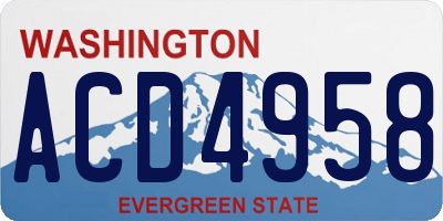 WA license plate ACD4958