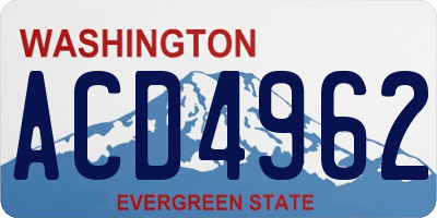 WA license plate ACD4962