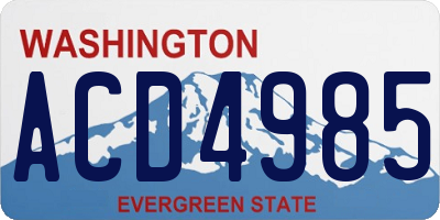 WA license plate ACD4985