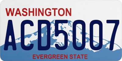 WA license plate ACD5007